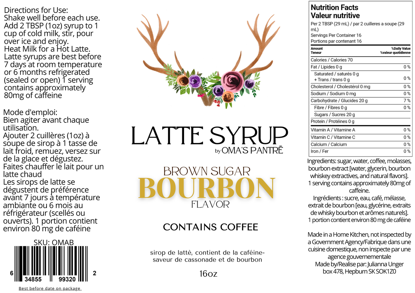 Brown Sugar Bourbon Latte Syrups