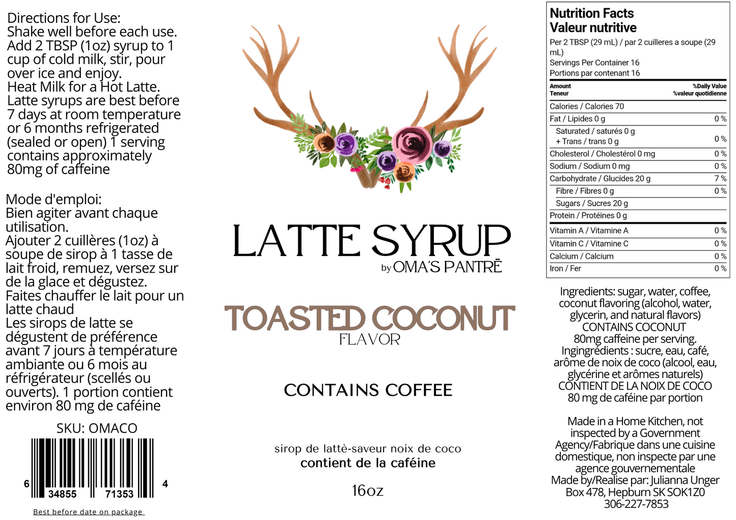 Toasted Coconut Latte Syrup