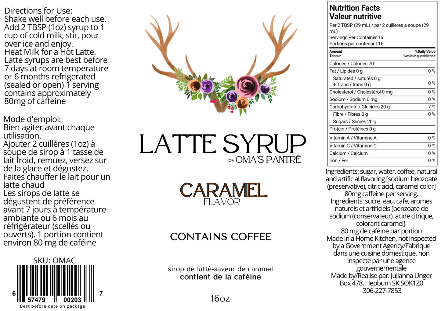 Caramel Latte syrup