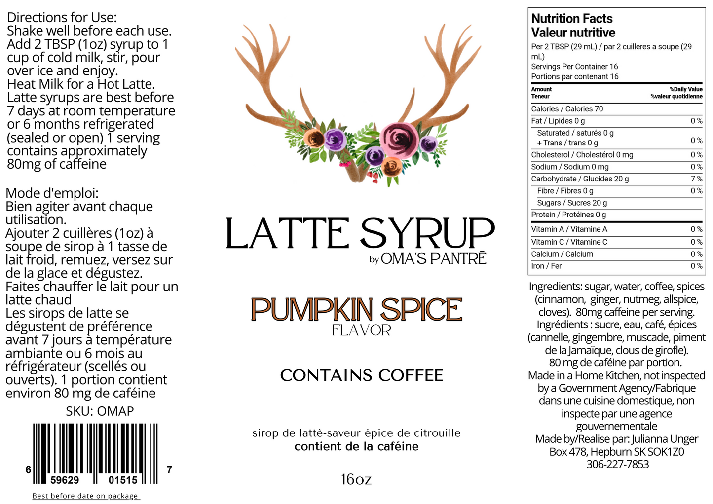 Pumpkin Spice Latte Syrup
