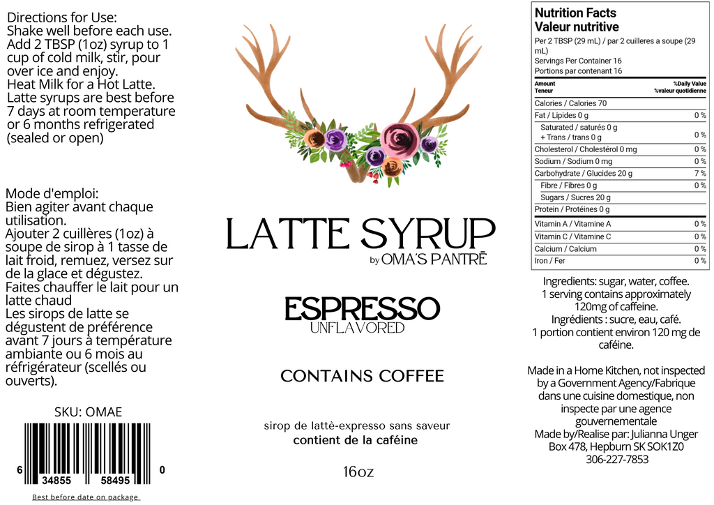 Espresso Latte syrup