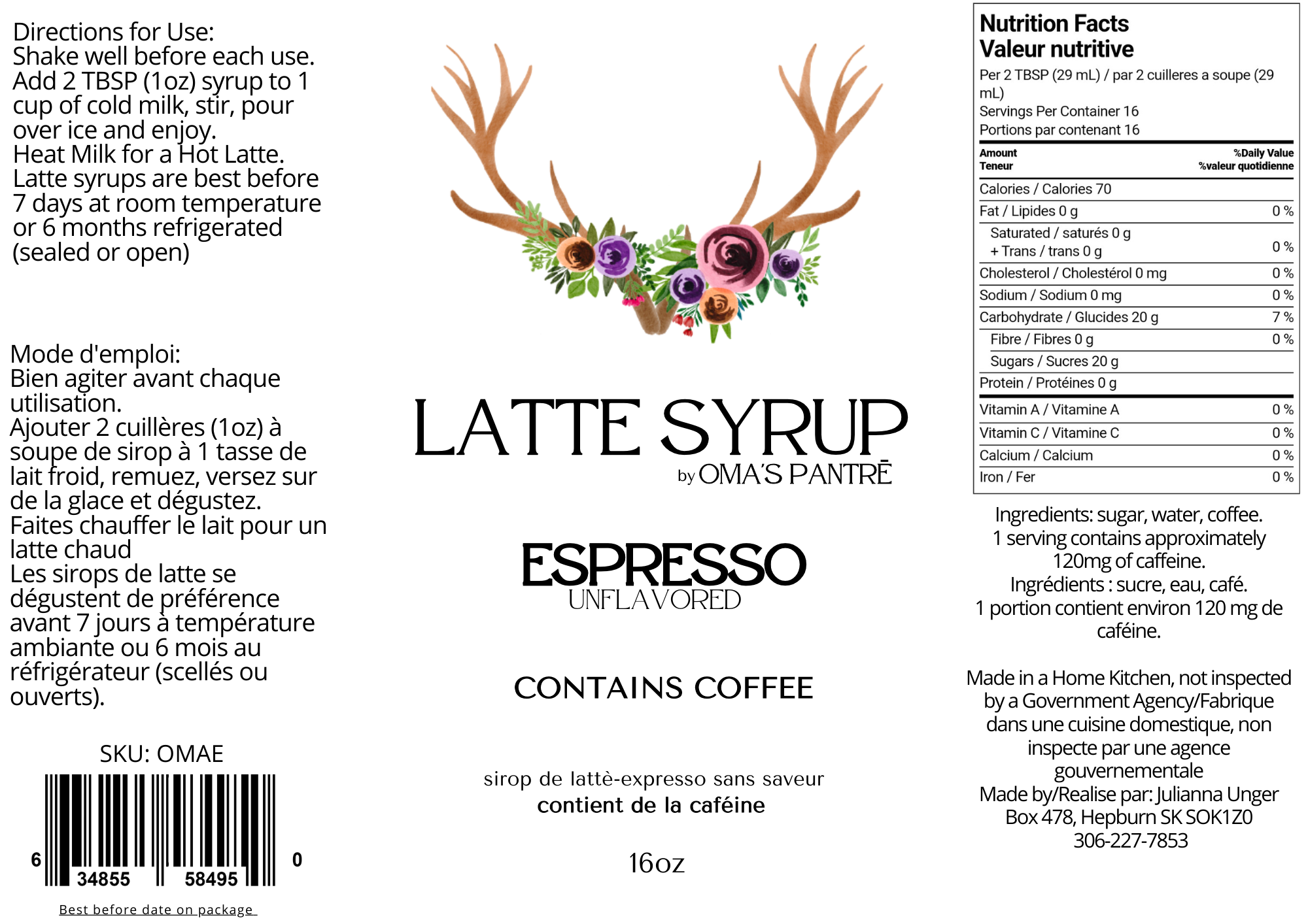 Espresso Latte syrup