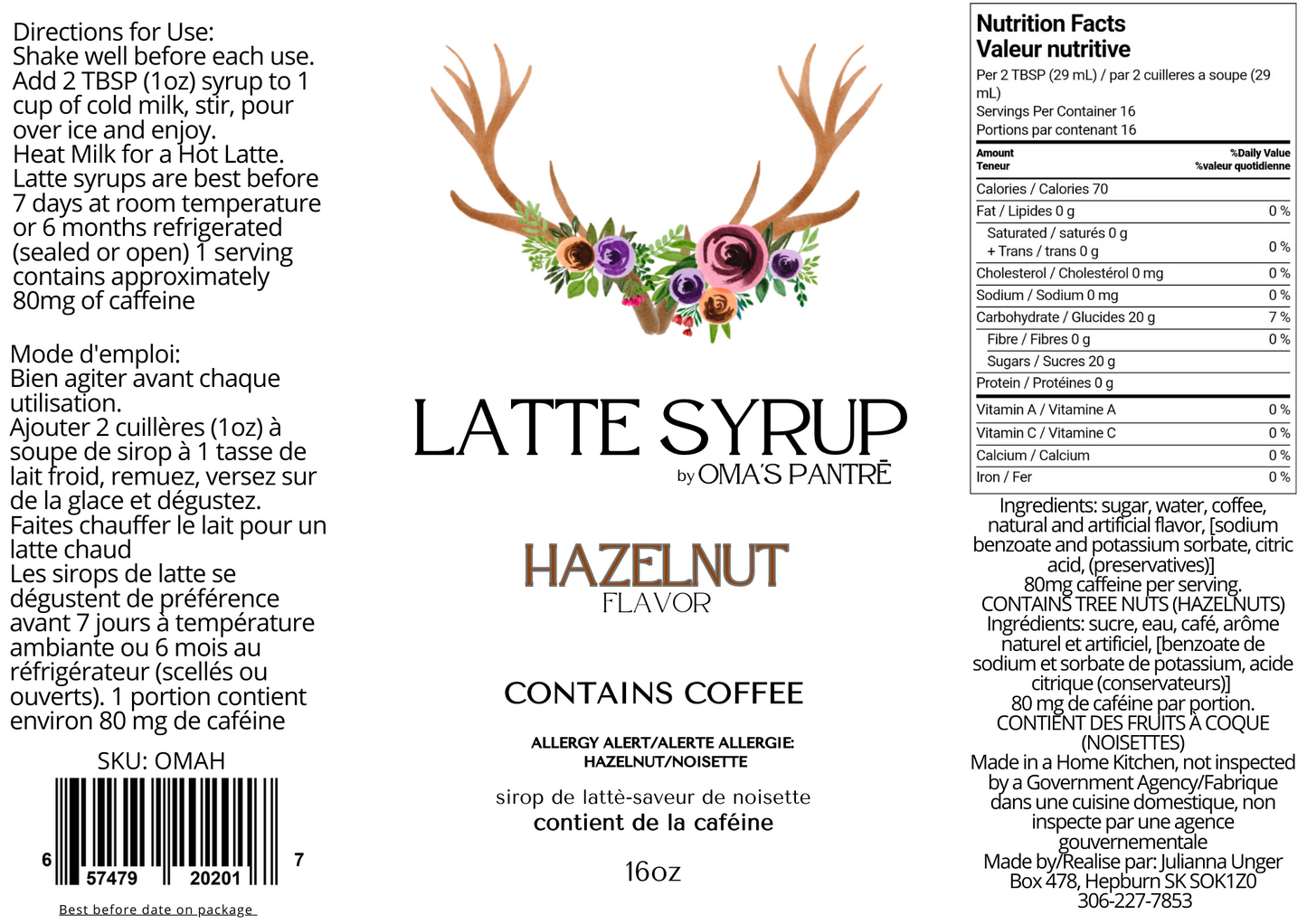 Hazelnut Latte Syrup